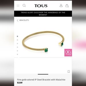 Fine gold-colored IP Steel Bracelet with Malachite